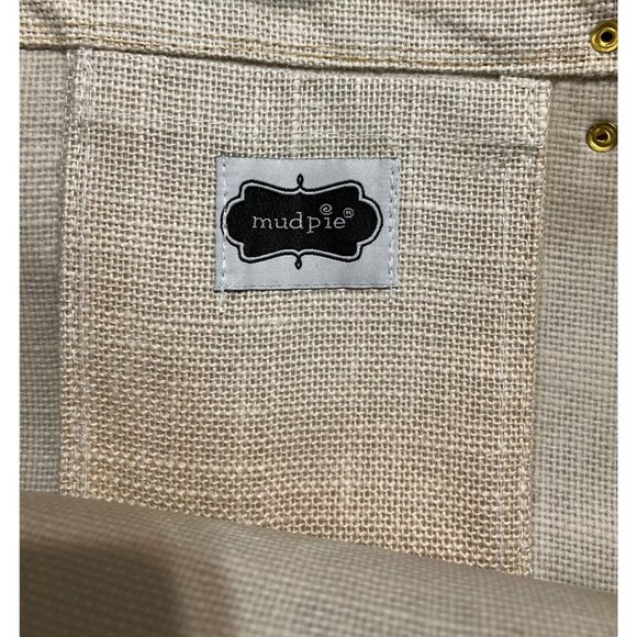 Mud Pie tan striped jute tote bag NWOT beach shopping travel versatile - Picture 5 of 5